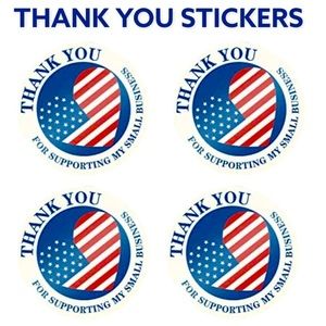 50 Thank you stickers patriotic flag